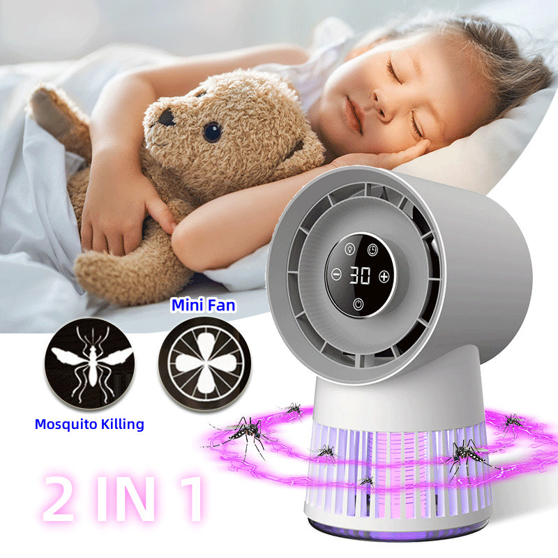 Load image into Gallery viewer, Creative 2-in-1 Mosquito Killing Mini Desk Fan Electric Mosquito Killer USB Rechargeable - Furry Kidz Home
