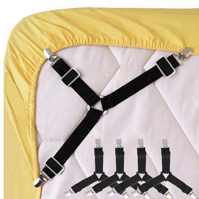 Load image into Gallery viewer, 1/4pc Triangle Quilt Fixer Metal Clip Adjustable Elastic Sofa Cushion Quilt Bed Practical Invisible Non-slip Safety Sheet Straps - Furry Kidz Home
