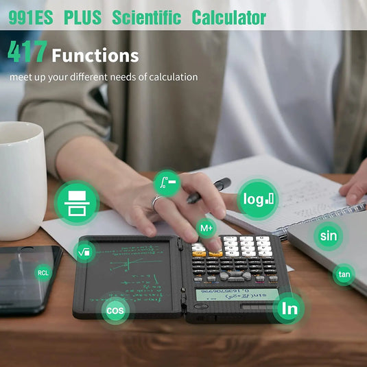 Solar Scientific Calculator with LCD Notepad 417 Functions Professional Portable Foldable Calculator for Students Upgraded 991ES - Furry Kidz Home