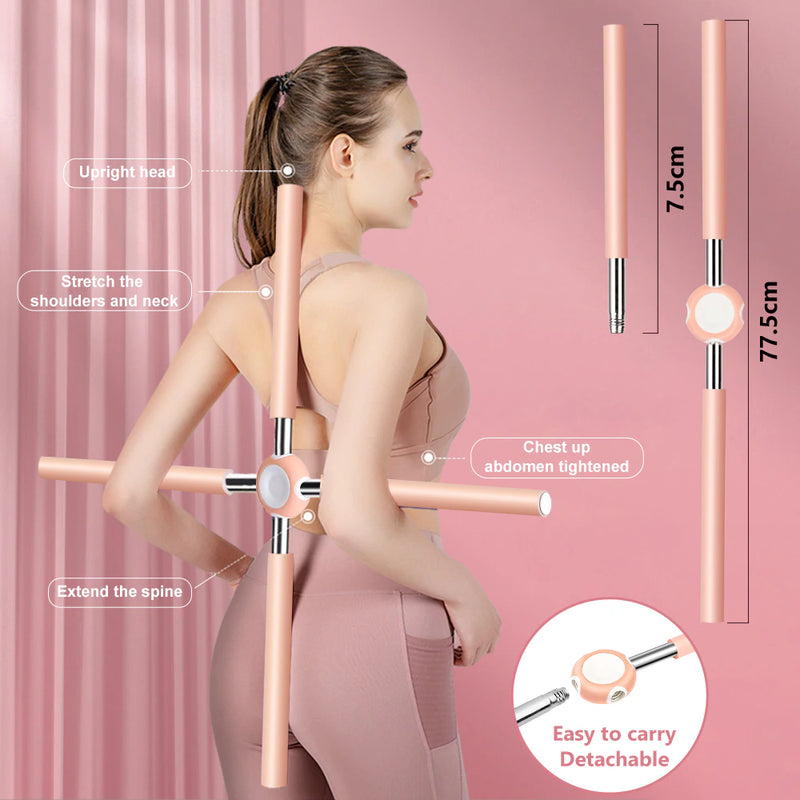 Load image into Gallery viewer, Yoga Hunchback Corrector Adjustable Stainless Steel Body Stick Cross Open Back Standing Training Stick Gym Home Sports Equipment
