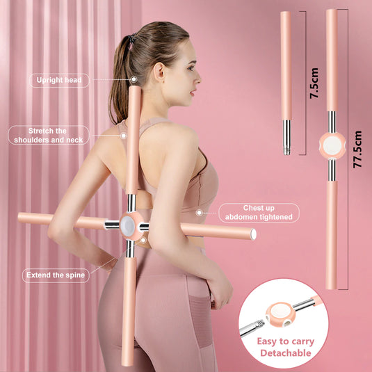 Yoga Hunchback Corrector Adjustable Stainless Steel Body Stick Cross Open Back Standing Training Stick Gym Home Sports Equipment